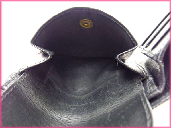 セリーヌ CELINE 二つ折り財布 ブラック×ブラウン レディース 中古