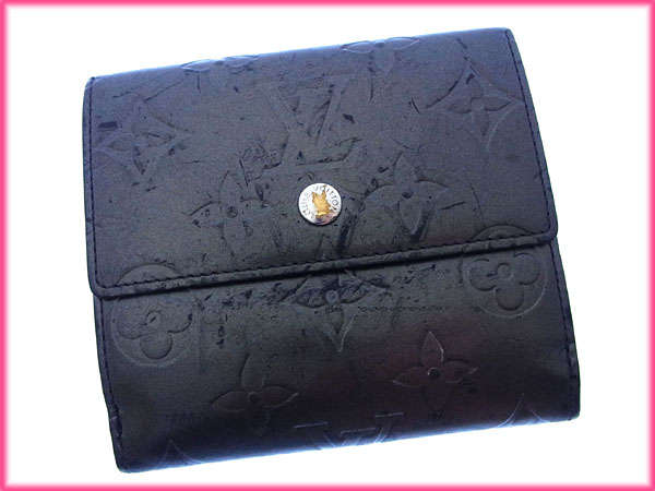 【30％OFF★土日ひと休み大売り出し】ルイ・ヴィトン LOUIS VUITTON 二つ折り紙入れモノグラムつや消し ポルトモネビエカルトクレディ ノワール(黒いこと） レディース 中古