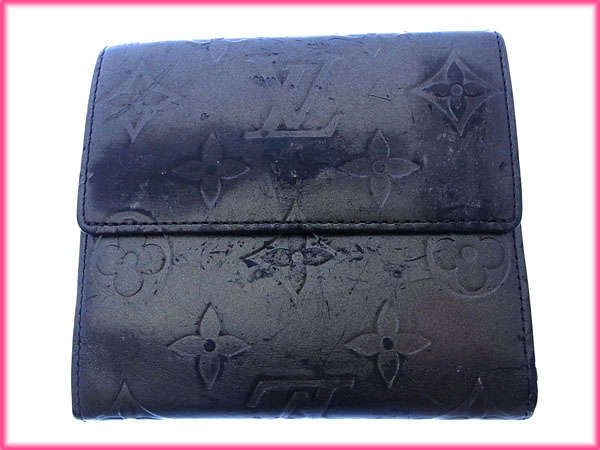 【30％OFF★土日ひと休み大売り出し】ルイ・ヴィトン LOUIS VUITTON 二つ折り紙入れモノグラムつや消し ポルトモネビエカルトクレディ ノワール(黒いこと） レディース 中古