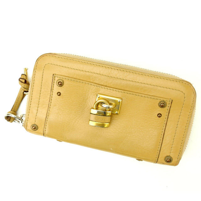【X'masセール★30%OFF】クロエ Chloe 長財布バティントン ベージュ レディース 中古