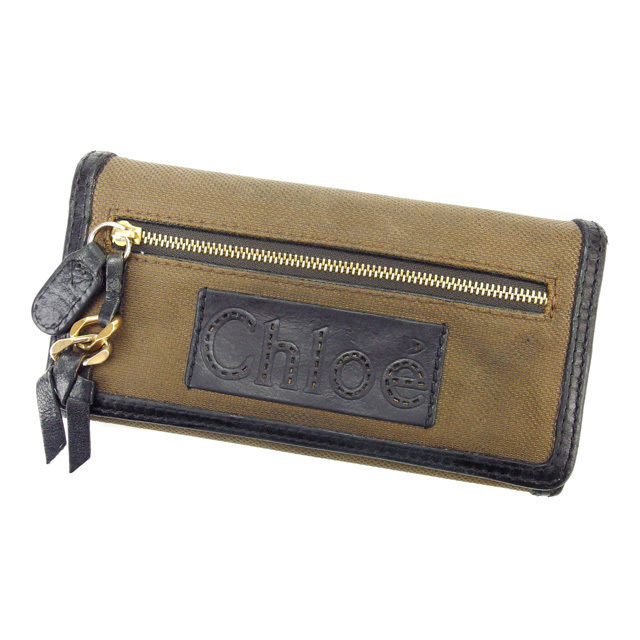 【BIGお買い物ラリー★30%OFFセール中】クロエ Chloe 長財布 ブラック×ブラウン レディース 中古