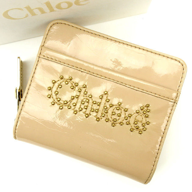 【X'masセール★30%OFF】クロエ Chloe 二つ折り財布 ベージュ レディース 中古