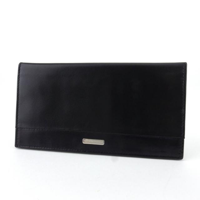 【BIGお買い物ラリー★30%OFFセール中】札入れロゴプレート ブラック×シルバー レディース 中古