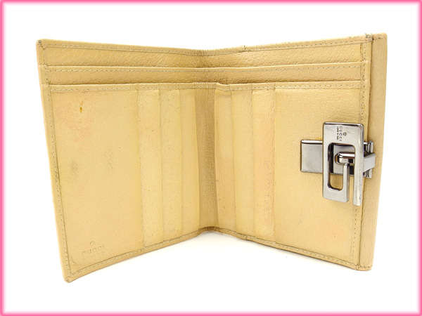 グッチ GUCCI 二つ折り財布Ｇクリップ ベージュ レディース 中古_4