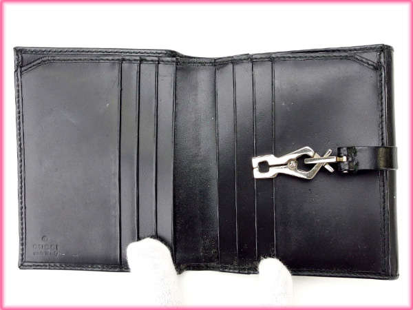 GUCCI グッチ 二つ折り 財布 レザー ジャッキー 黒 折りたたみ 格安
