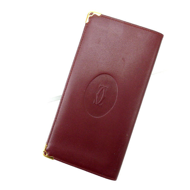【X'masセール★30%OFF】カルティエ CARTIER 札入れマストライン ボルドー レディース 中古