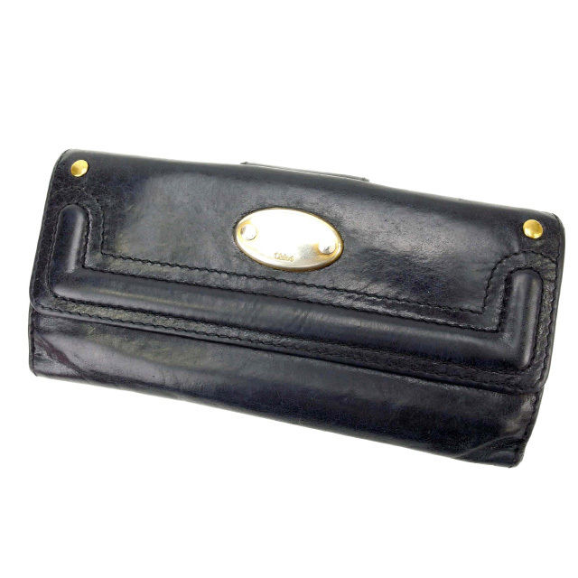 【BIGお買い物ラリー★30%OFFセール中】クロエ Chloe 長財布 ブラック レディース 中古