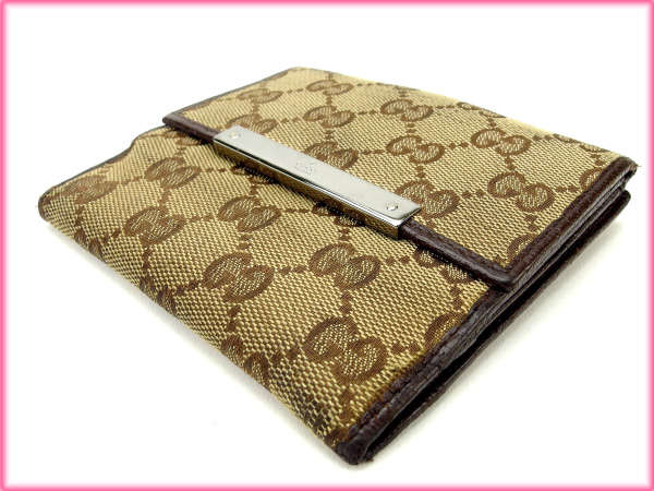 グッチ GUCCI 二つ折り財布ＧＧキャンバス ブラウン×ベージュ レディース 中古_2