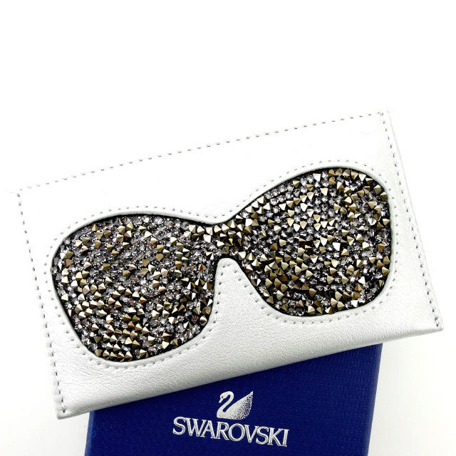 【BIGお買い物ラリー★30%OFFセール中】スワロフスキー SWAROVSKI カードケースサングラス シルバー×ブラック レディース 中古