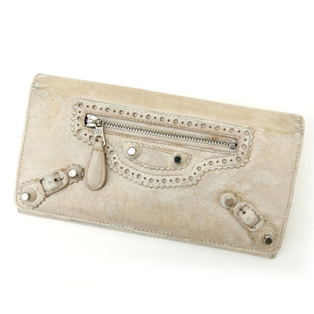 【BIGお買い物ラリー★30%OFFセール中】バレンシアガ BALENCIAGA 長財布ザ・マネー ホワイト レディース 中古