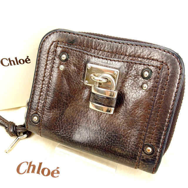 【BIGお買い物ラリー★30%OFFセール中】クロエ Chloe 二つ折り財布パティントン パープルシルバー レディース 中古