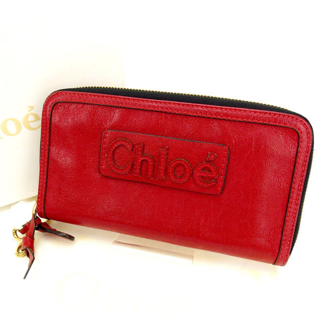 【BIGお買い物ラリー★30%OFFセール中】クロエ Chloe 長財布 レッド レディース 中古