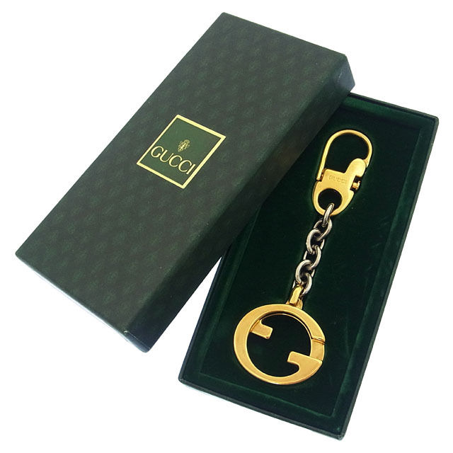【X'masセール★30%OFF】グッチ GUCCI キーホルダーダブルG ヴィンテージ ゴールド×シルバー レディース 中古