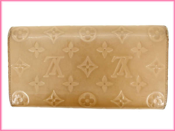 ルイ・ヴィトン LOUIS VUITTON 長財布ヴェルニ /ポシェットポルトモネクレディ ベージュ レディース 中古_1