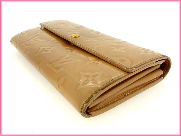 ルイ・ヴィトン LOUIS VUITTON 長財布ヴェルニ /ポシェットポルトモネクレディ ベージュ レディース 中古_2