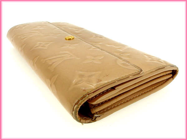 ルイ・ヴィトン LOUIS VUITTON 長財布ヴェルニ /ポシェットポルトモネクレディ ベージュ レディース 中古_3