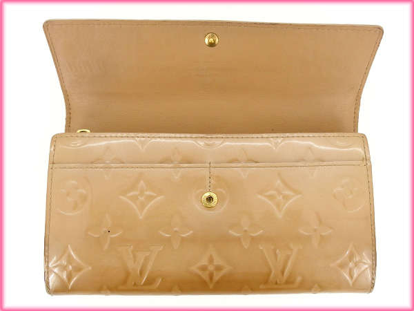 ルイ・ヴィトン LOUIS VUITTON 長財布ヴェルニ /ポシェットポルトモネクレディ ベージュ レディース 中古_4