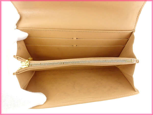 ルイ・ヴィトン LOUIS VUITTON 長財布ヴェルニ /ポシェットポルトモネクレディ ベージュ レディース 中古_5