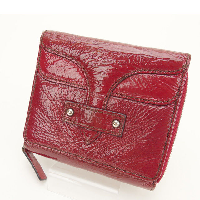 【X'masセール★30%OFF】ロエベ LOEWE 二つ折り財布 レッド レディース 中古