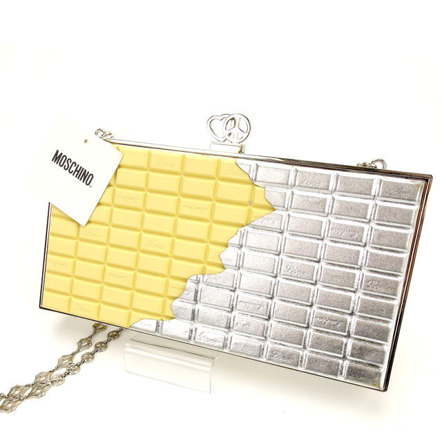 【BIGお買い物ラリー★30%OFFセール中】モスキーノ MOSCHINO ショルダーバッグ シルバー×イエロー レディース 中古