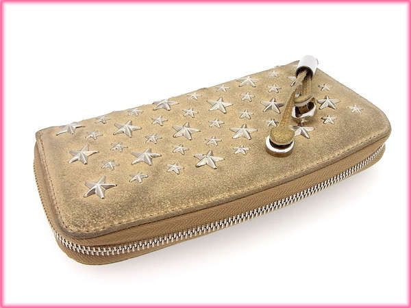 【BIGお買い物ラリー★30%OFFセール中】ジミーチュウ JIMMY CHOO 長財布星型スタッズ メタリックゴールド レディース 中古 ジミーチュウ JIMMY CHOO 長財布星型スタッズ メタリックゴールド