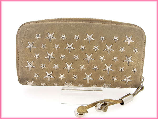 ジミーチュウ JIMMY CHOO 長財布星型スタッズ メタリックゴールド