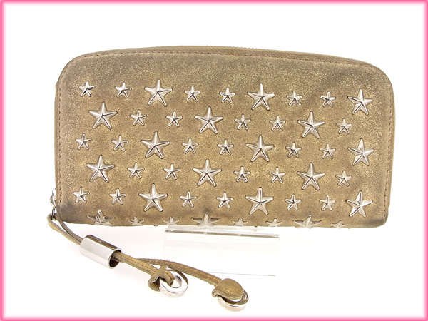 定価¥74800.新品】JIMMYCHOO ジミーチュウ　長財布　ゴールド ジミーチュウ JIMMY CHOO 長財布星型スタッズ メタリックゴールド