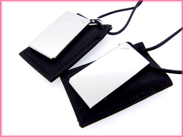 【30％OFF★週末タイムセール】エルメス HERMES ネックレス プレート シルバー×ブラック レディース 中古_1