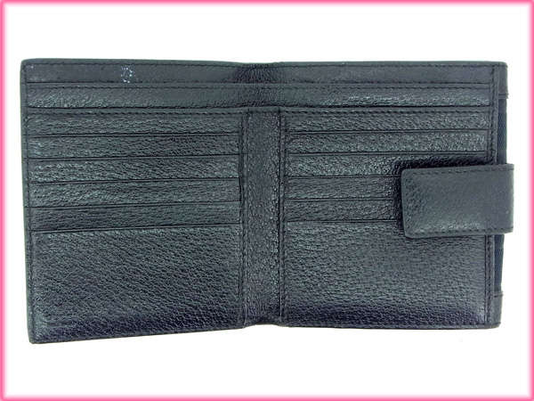 グッチ GUCCI 二つ折り財布GG柄 ブラック レディース 中古の通販はau