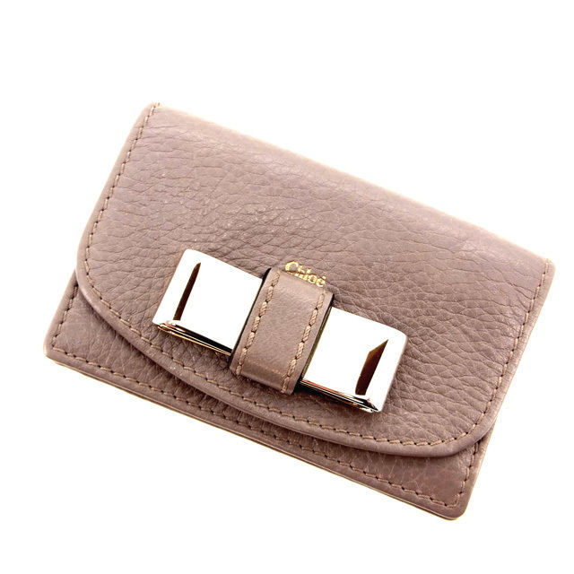 【BIGお買い物ラリー★30%OFFセール中】クロエ Chloe キーケースリボンモチーフ パープル レディース 中古