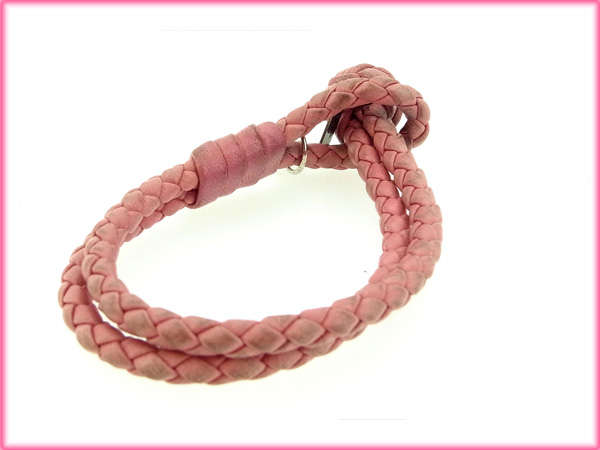 ボッテガヴェネタ BOTTEGAVENETA ブレスレットイントレチャート ピンク レディース 中古_1