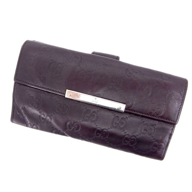 【BIGお買い物ラリー★30%OFFセール中】グッチ GUCCI 長財布グッチシマ ブラウン レディース 中古