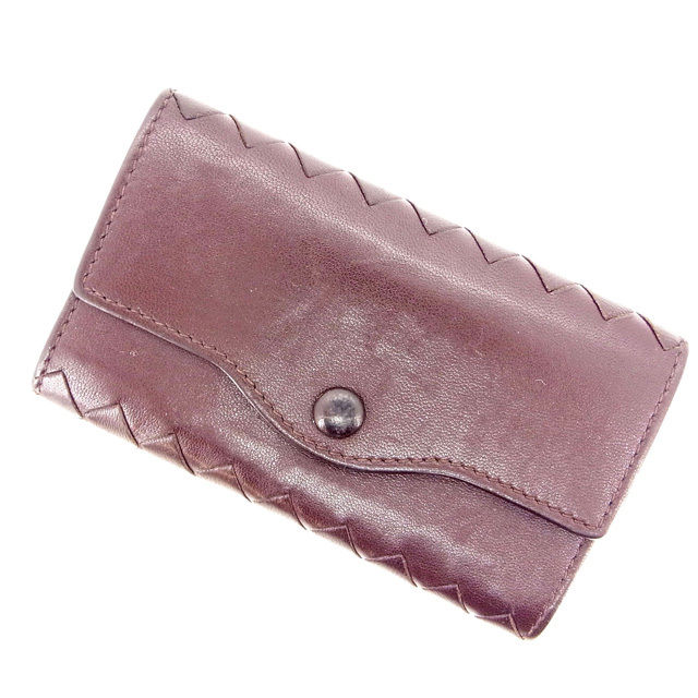 【BIGお買い物ラリー★30%OFFセール中】ボッテガヴェネタ BOTTEGAVENETA キーケースイントレチャート ブラウン レディース 中古