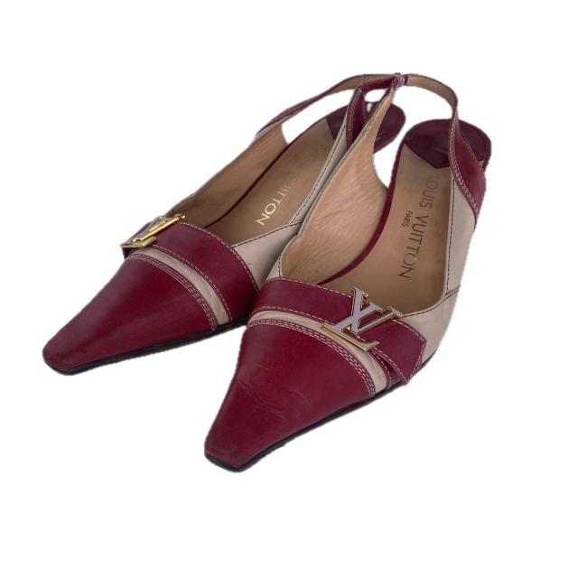 【BIGお買い物ラリー★30%OFFセール中】ルイ・ヴィトン LOUIS VUITTON パンプスロゴモチーフ /♯36・1/2 レッド×ベージュ レディース 中古
