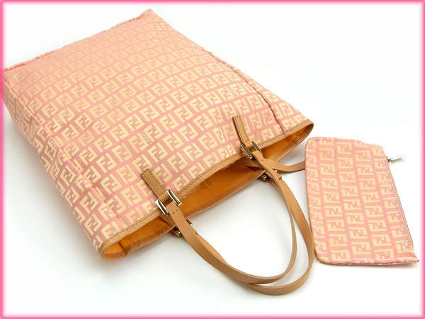 フェンディ FENDI トートバッグズッキーノ ピンク×ベージュ レディース 中古_3