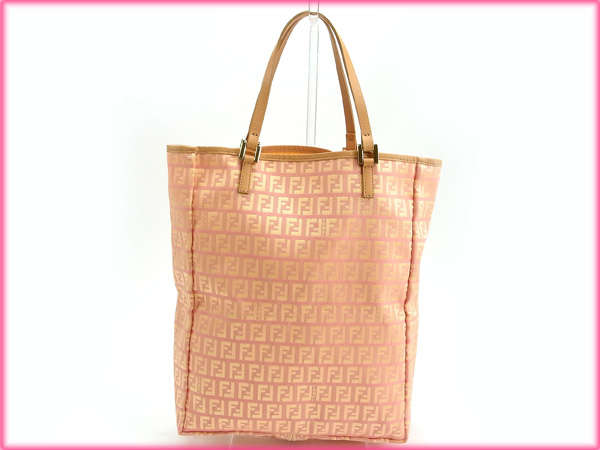 フェンディ FENDI トートバッグズッキーノ ピンク×ベージュ レディース 中古_4