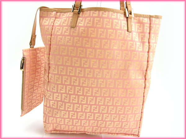 フェンディ FENDI トートバッグズッキーノ ピンク×ベージュ レディース 中古_5