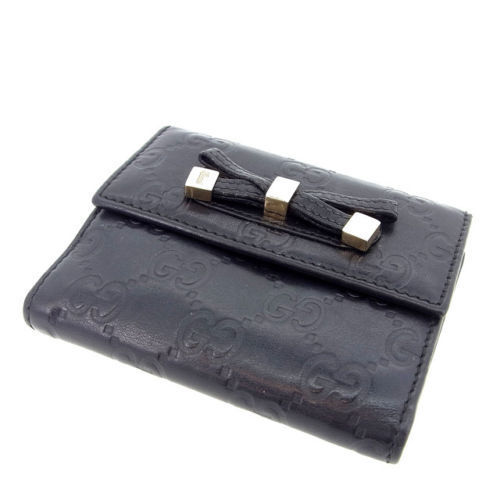 【BIGお買い物ラリー★30%OFFセール中】グッチ GUCCI 二つ折り財布プリンシーライン ブラック レディース 中古