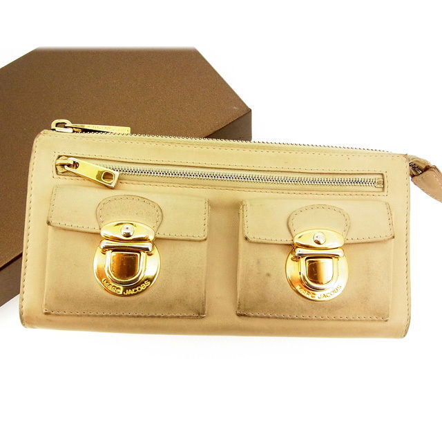 【BIGお買い物ラリー★30%OFFセール中】マークジェイコブス MARC JACOBS 長財布 ベージュ レディース 中古