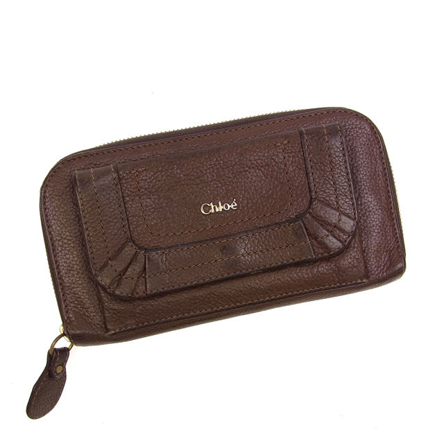 【BIGお買い物ラリー★30%OFFセール中】クロエ Chloe 長財布 ブラウン レディース 中古
