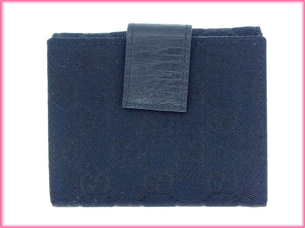 グッチ GUCCI 二つ折り財布ビット金具×ＧＧ柄 ブラック レディース 中古_1