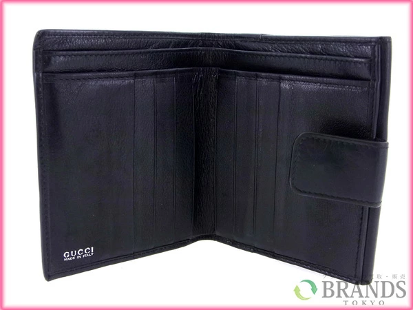 グッチ GUCCI 二つ折り財布ビット ブラック レディース 中古