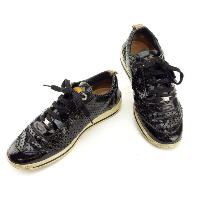 【BIGお買い物ラリー★30%OFFセール中】ルイ・ヴィトン LOUIS VUITTON スニーカー ブラック レディース 中古