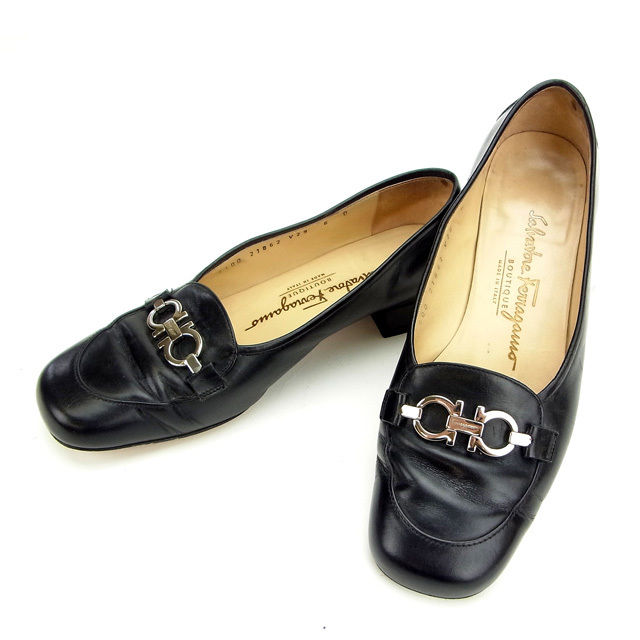 【BIGお買い物ラリー★30%OFFセール中】サルヴァトーレフェラガモ Salvatore Ferragamo パンプスガンチーニ ブラック レディース 中古