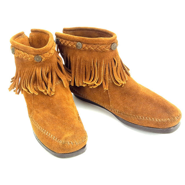 【BIGお買い物ラリー★30%OFFセール中】ミネトンカ Minnetonka ブーツ ライトブラウン レディース 中古