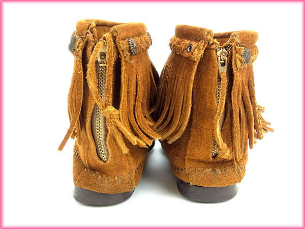 【30％OFF★週末タイムセール】ミネトンカ Minnetonka ブーツ ライトブラウン レディース 中古_4