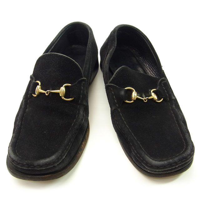 【X'masセール★30%OFF】グッチ GUCCI ローファービット金具 ビットモカシン ブラック レディース 中古