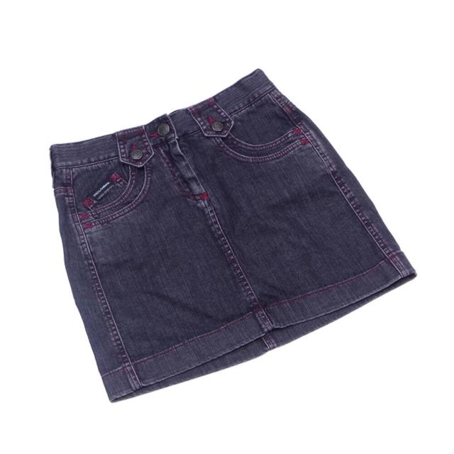 【X'masセール★30%OFF】ドルチェアンドガッバーナ DOLCE&GABBANA スカートブラックデニム ♯36サイズ ドルガバ ブラック レッド レディース 中古