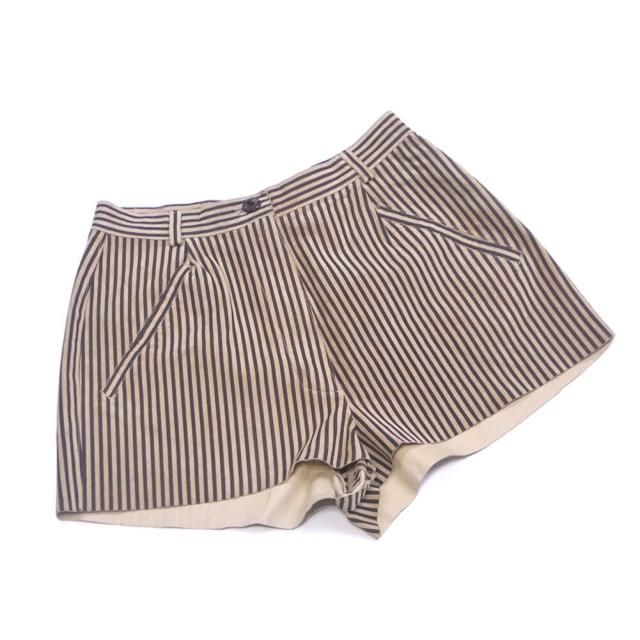 【BIGお買い物ラリー★30%OFFセール中】フェンディ FENDI パンツストライプ ♯42サイズ ベージュ ブラック レディース 中古