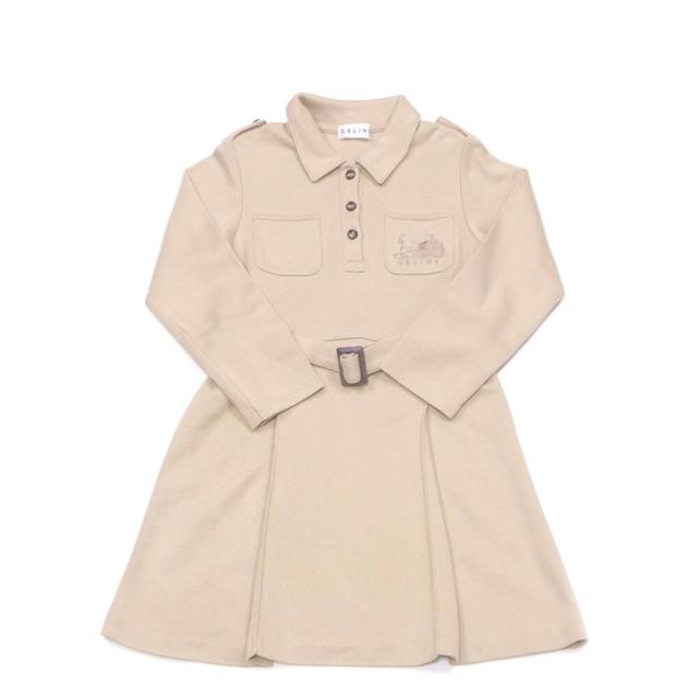 【X'masセール★30%OFF】セリーヌ CELINE ワンピース馬車刺繍 ♯120キッズサイズ ベージュ ブラウン レディース 中古